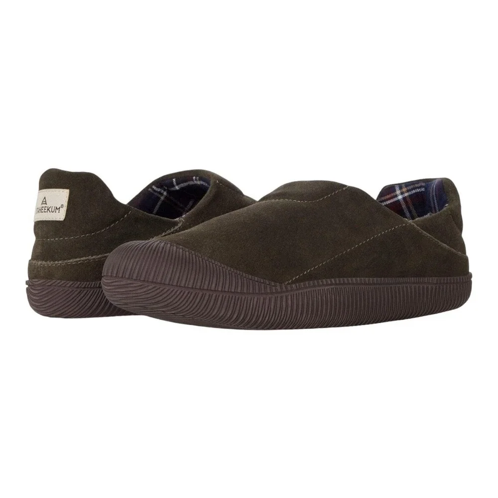 Staheekum Mens Size 11 Olive Green Suede Slip‎ On Shoes Plaid Lined Loafers